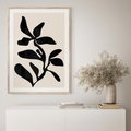 Plakat w ramie 30x40 - Wibracje Akwarelowych Ścieżek - abstrakcyjny minimalistyczna kwiat, czarno biały plakat - rama drewno