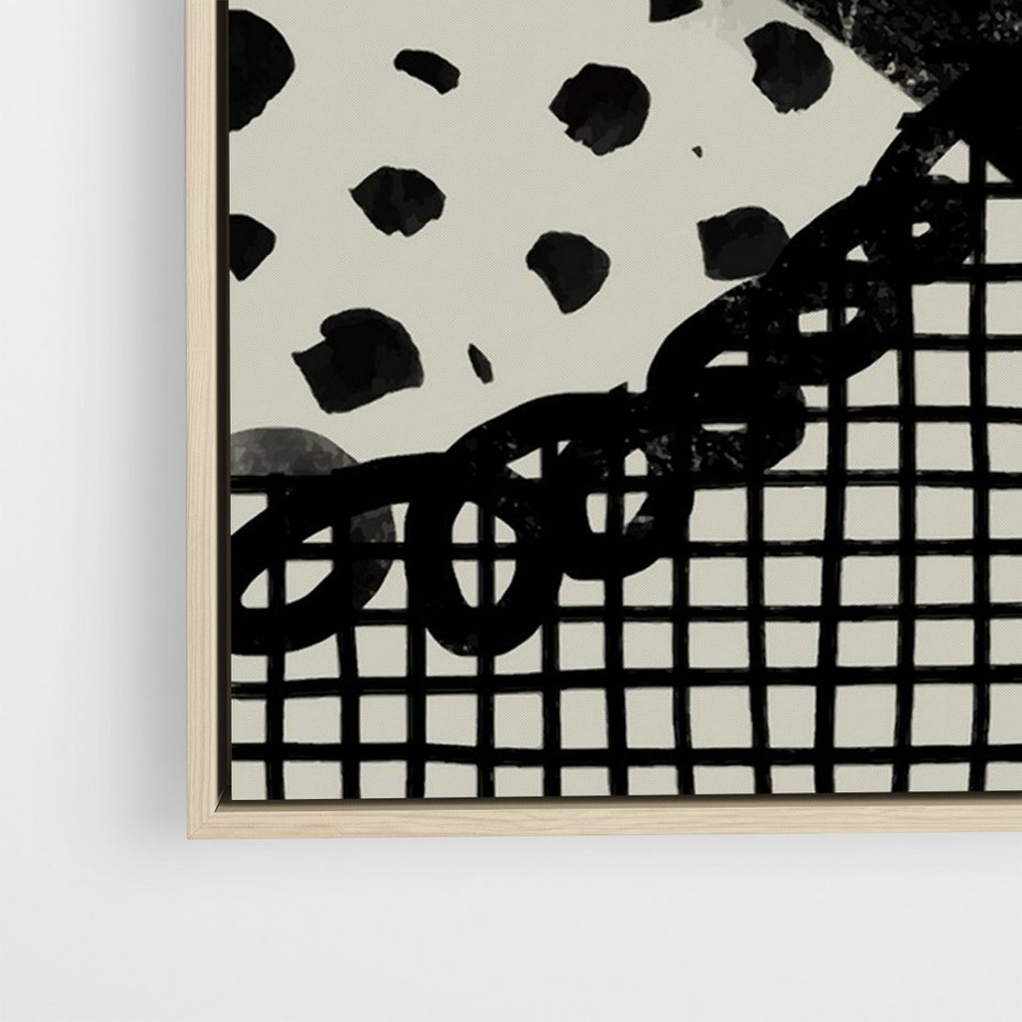 Obraz w ramie 70x100 - Nieznanie Zaskoczenia - bstrakcyjna mroczna kompozycja, nieregularne - rama drewno