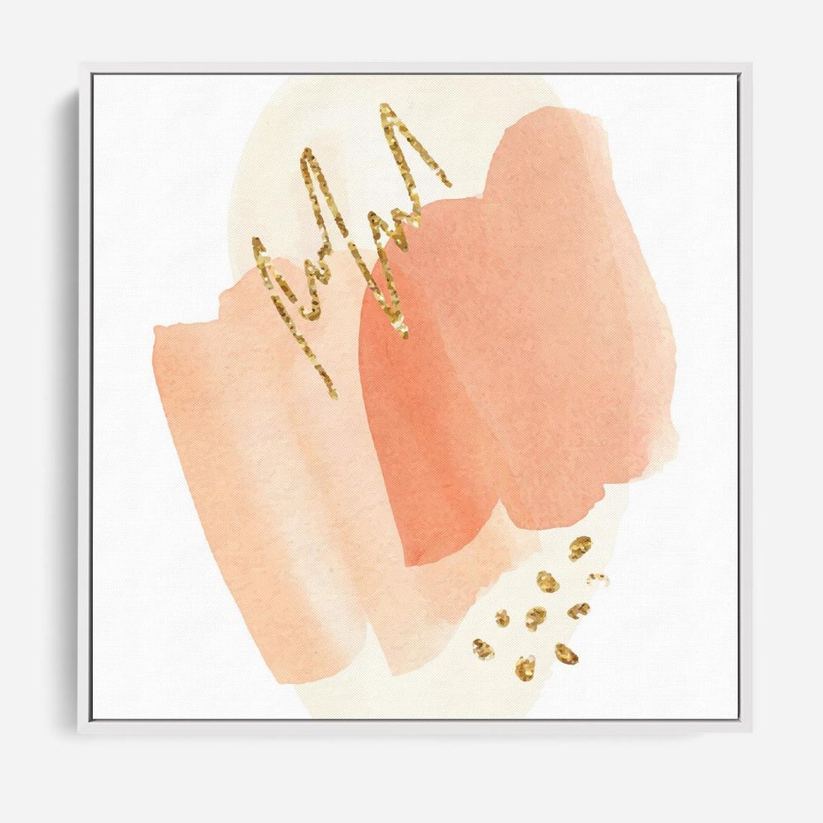 Obraz w ramie 80x80 - Rozbijające Plamy - abstrakcyjne akwarelowe plamy, minimalizm - rama biała