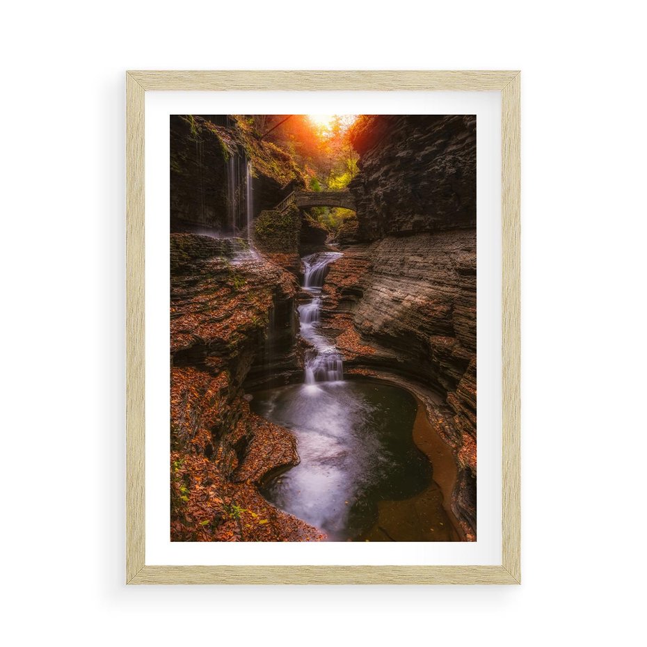 Plakat w ramie 50x70 - Barwna Harmonia - strumień, las - rama drewno