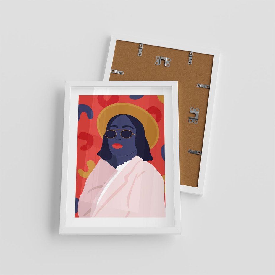 Plakat w ramie 30x40 - Kobieca Przenikliwość - nowoczesny plakat, styl retro - rama biała