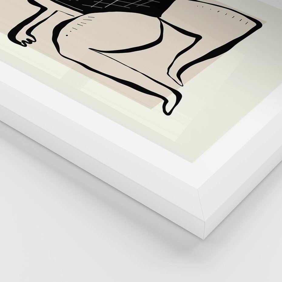 Plakat w ramie 30x40 - Szkic Kobiety w Czerni i Bieli - grafika, modern - rama biała