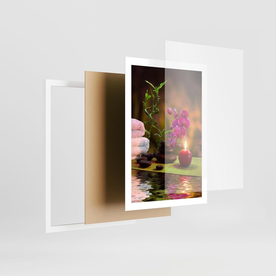 Plakat w ramie 50x70 - Światło Świecących Kwiatów w Spa - spa, świaca - rama biała