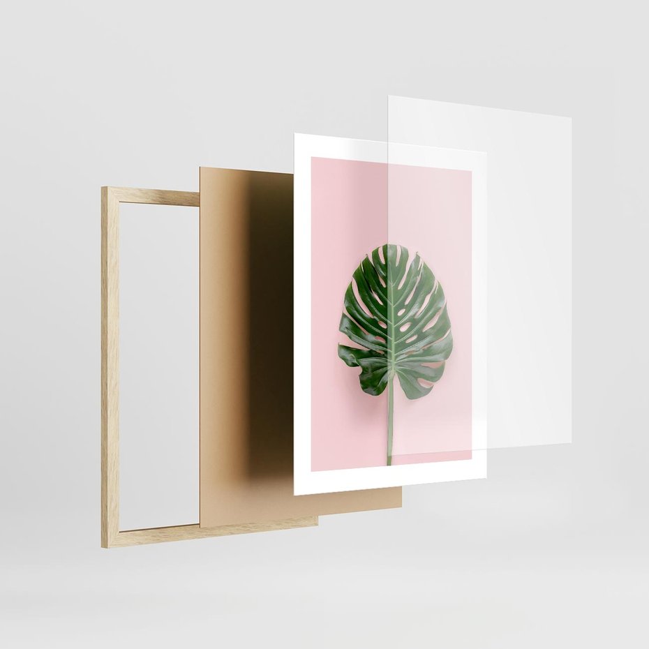 Plakat w ramie 30x40 - Egzotyczna Roślinność - liście, monstera - rama drewno