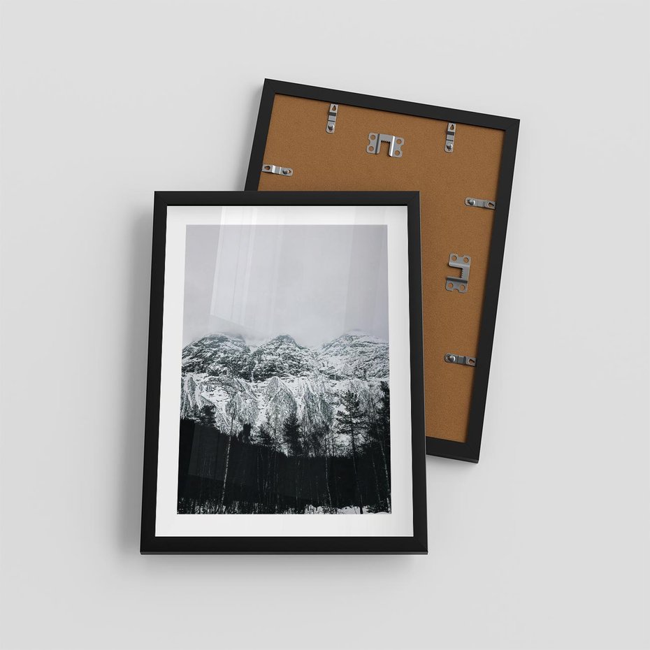 Plakat w ramie 30x40 - Zimowe Uroki Gór - góry ośnieżone, krajobraz górski - rama czarna