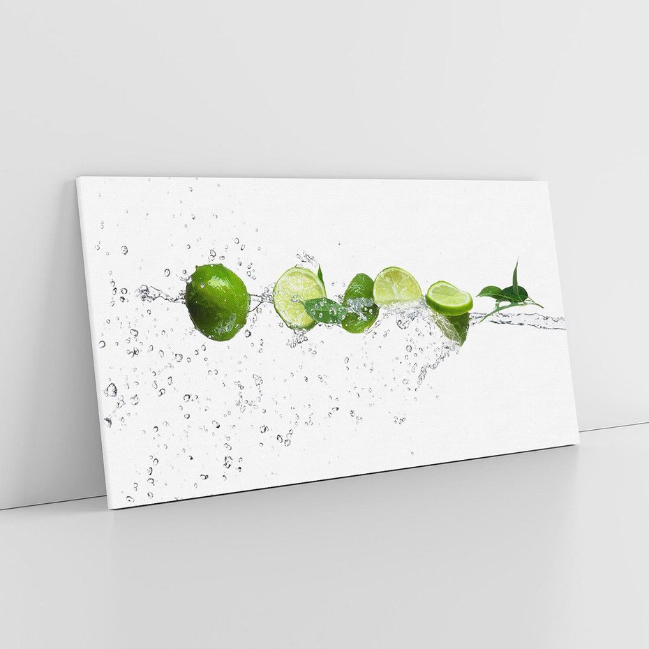 Obraz na płótnie 120x60 - Świeże limonki i woda - limonki, woda