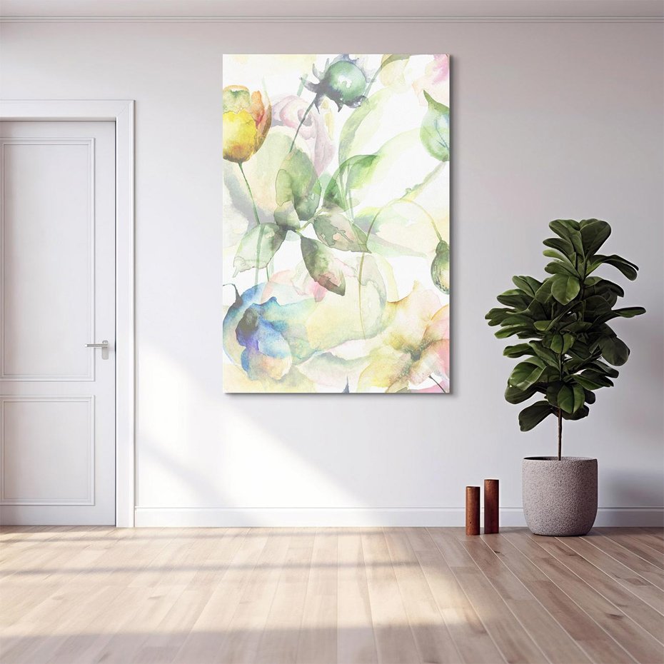 Obraz na płótnie 80x120 - Delikatne Kolory - akwarelowe, kwiaty