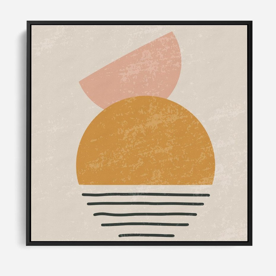 Obraz w ramie 50x50 - Krótka Forma - abstrakcyjna sztuka, boho kształty - rama czarna