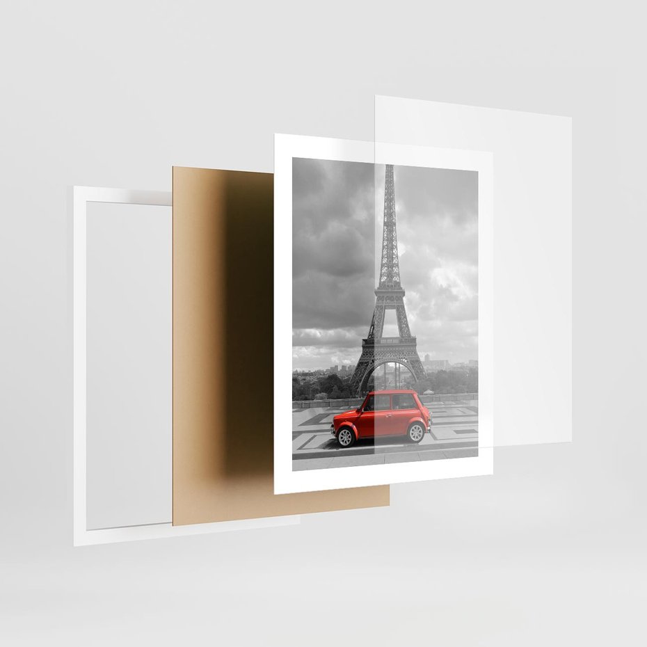 Plakat w ramie 40x50 - Paryż z wieżą Eiffla w tle - Paryż, Eiffla - rama biała