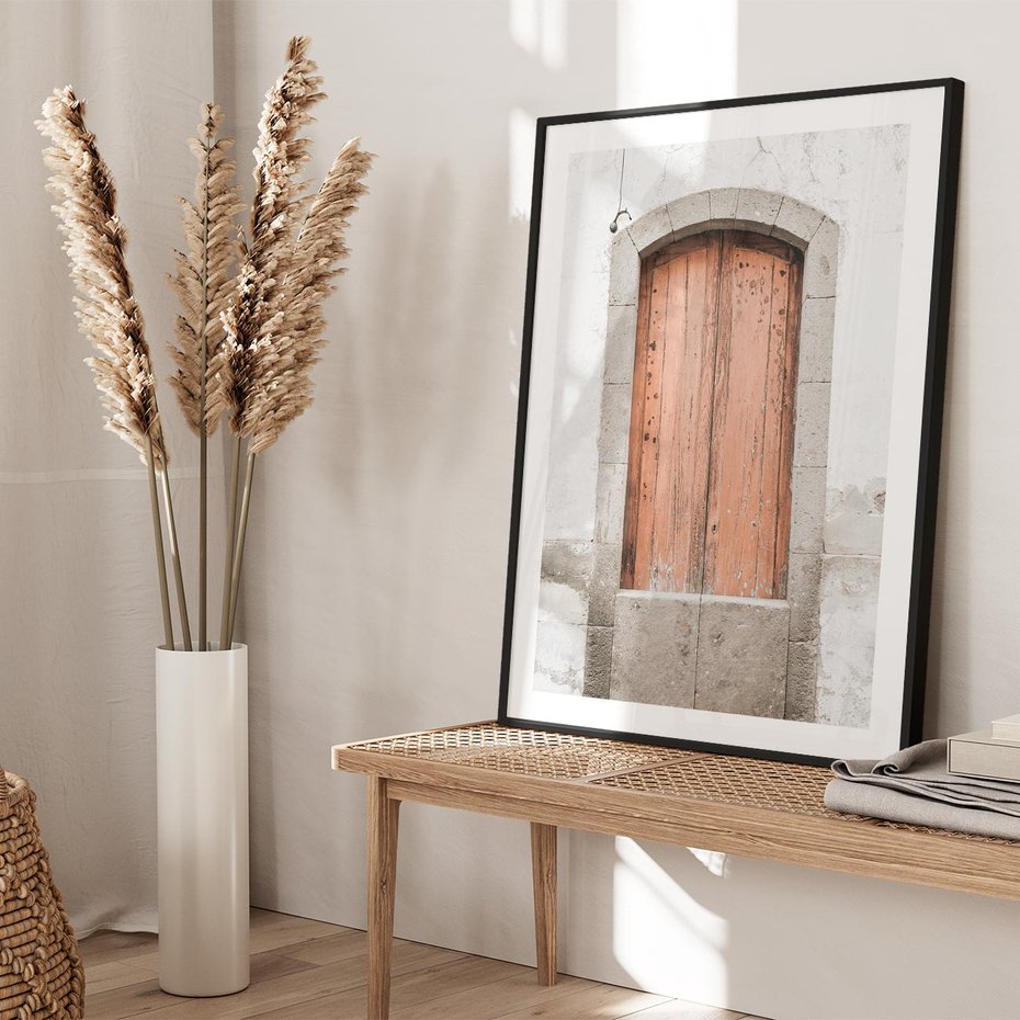 Plakat bez ramy 21x30 - Śródziemnomorskie Drzwi Czasu - fotografia starych drzwi, śródziemnomorska architektura