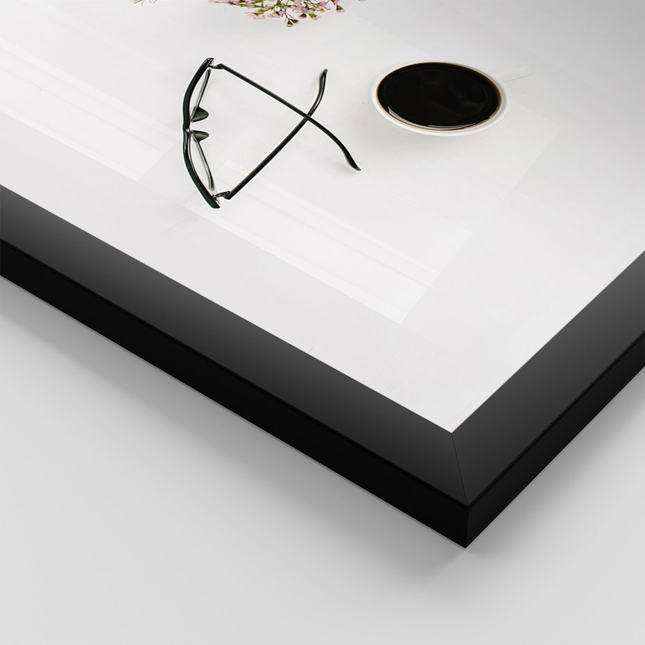 Zestaw obrazy w ramie 40x50 galeria - Kawa, kwiaty, minimalizm - rama czarna