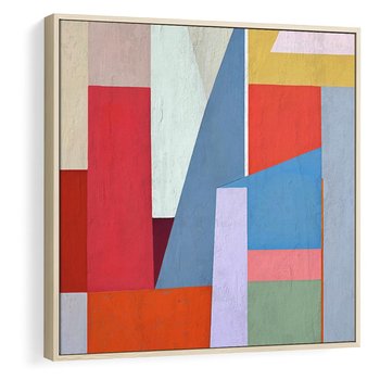 Obraz w ramie 80x80 - Migotliwe Nastroje Kształtów - różne geometryczne formy, olejny obraz - rama drewno