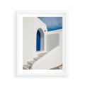 Plakat w ramie 40x50 - Powitanie Wyspy - Santorini, drzwi - rama biała