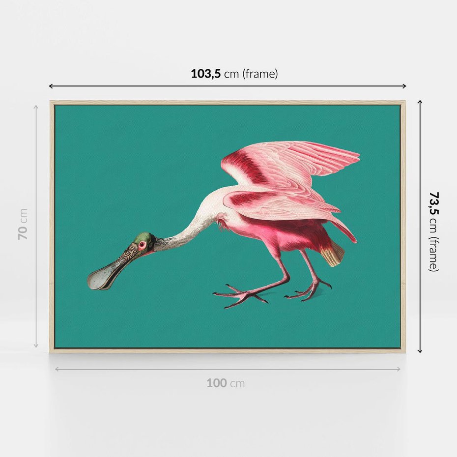 Obraz w ramie 100x70 - Różowy Ptak Wyobraźni - różowy ptak, wyobraźnia - rama drewno