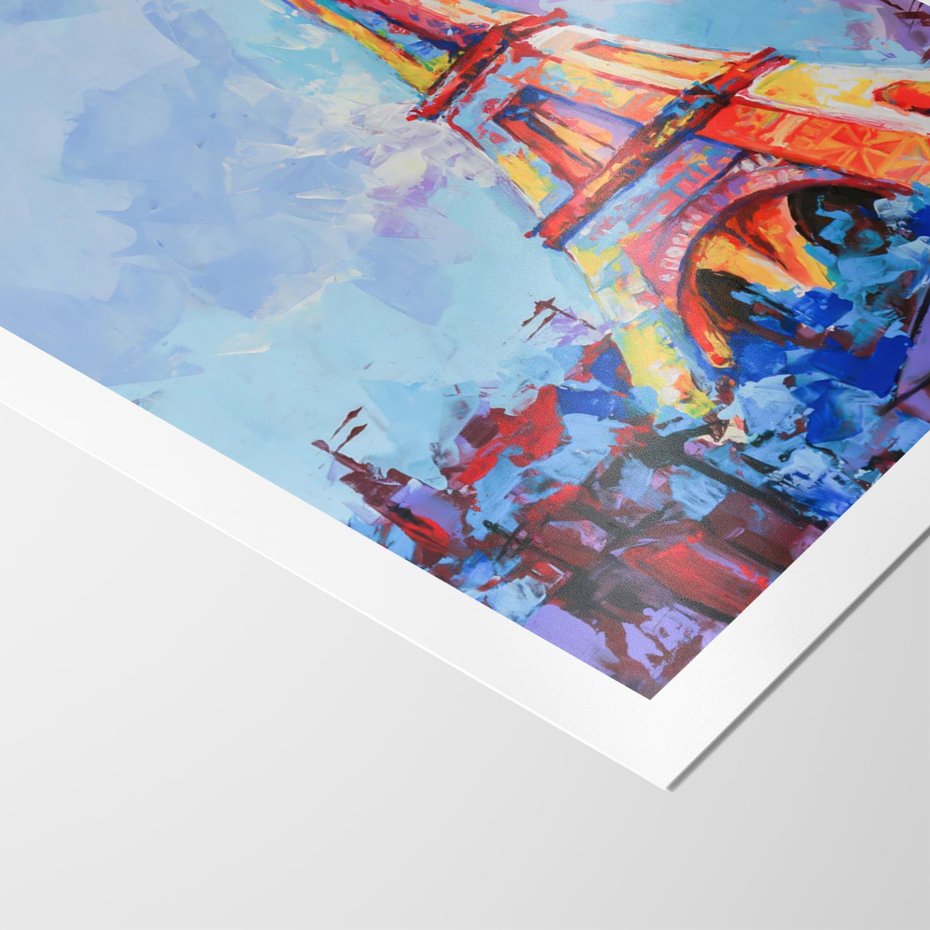 Plakat bez ramy 21x30 - Paryska Wieża - olejny abstrakcyjny obraz, wieża eiffla