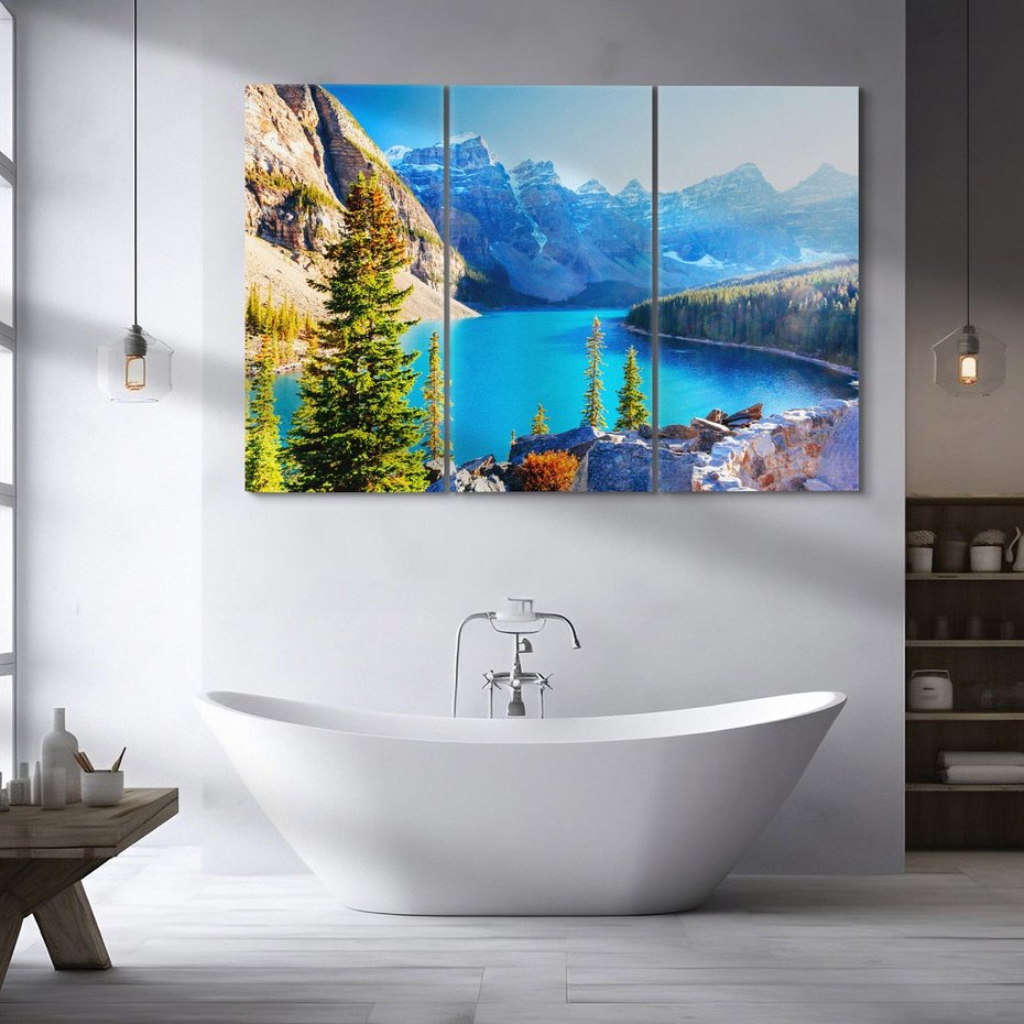 Obraz na płótnie 120x80 - Górskie jezioro: harmonia natury - góry, jezioro