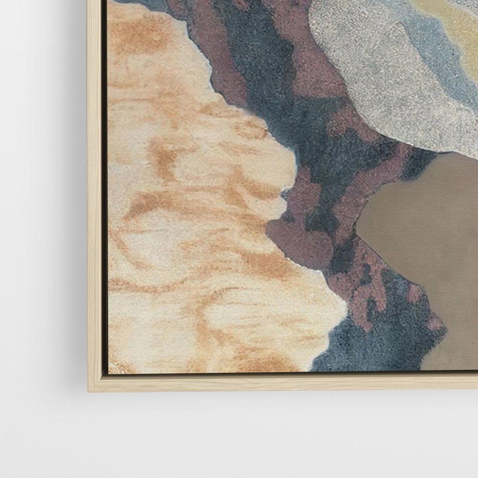 Obraz w ramie 120x80 - Melancholijne oddechy pędzla - abstrakcyjne formy, zgaszone kolory - rama drewno