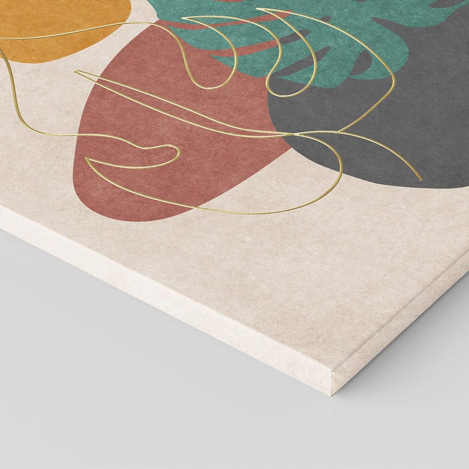 Obraz na płótnie 80x80 - Akwarelowa Magia Liści - grafika, styl mid century