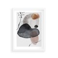 Plakat w ramie 30x40 - Impresje Harmonii - abstrakcyjne plamy akwarelowe, czarny szkic - rama biała