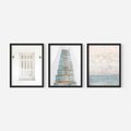 Zestaw obrazy w ramie 30x40 galeria - Turkus, Grecja, schody, okiennice - rama czarna