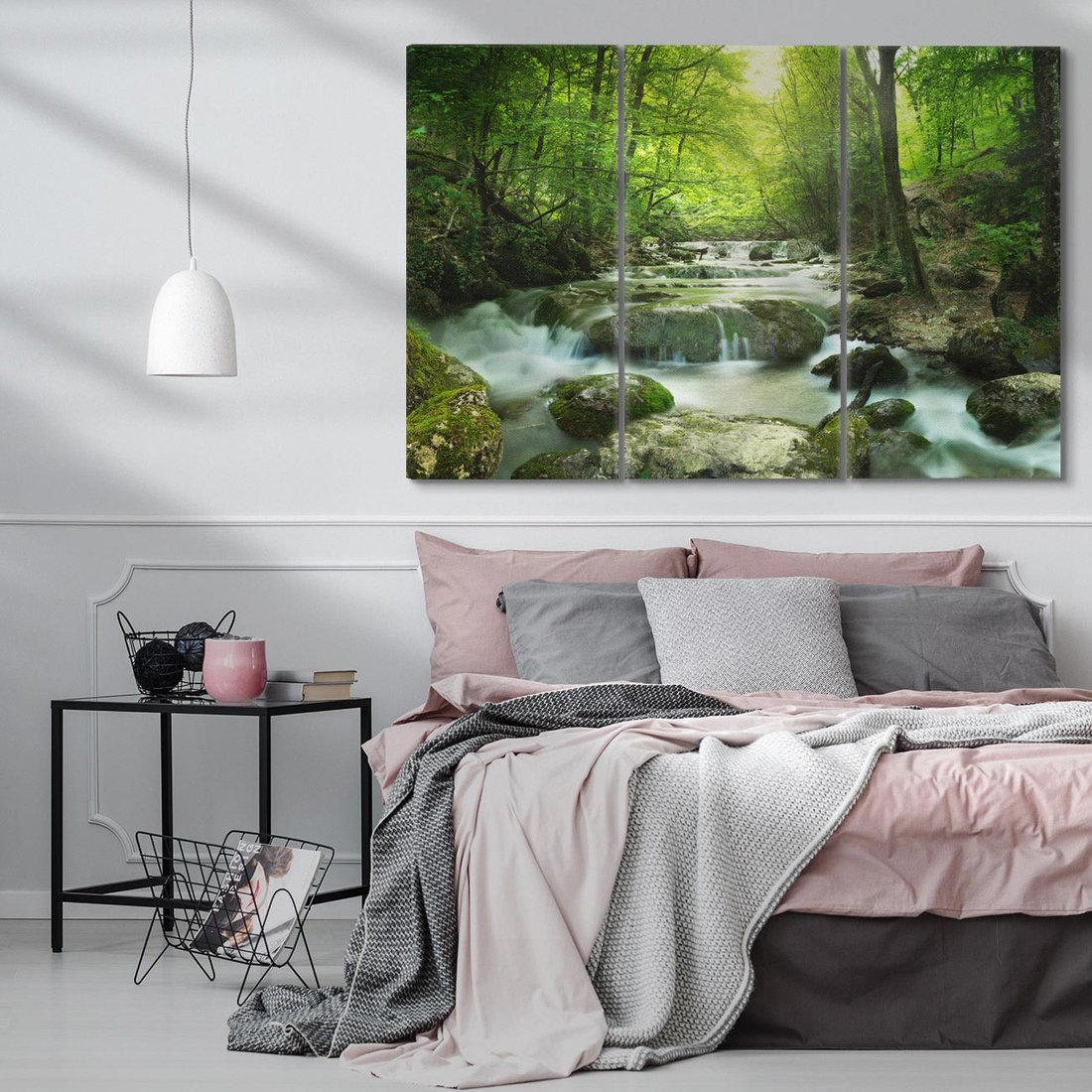 Obraz na płótnie 120x80 - Ukojenie strumienia: Spotkanie z naturą - strumyk, las