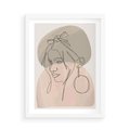 Plakat w ramie 50x70 - Kobieta w Linii: Akwarelowa Harmonia - kobieta one line, grafika - rama biała