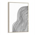 Obraz w ramie 70x100 - Refrakcje Przestrzeni - mnimalistyczna forma, czarne linie - rama drewno