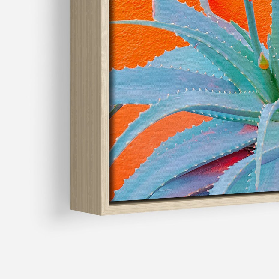 Obraz w ramie 50x70 - Naturalna Harmonia - kaktusy, liście - rama drewno