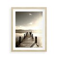 Plakat w ramie 40x50 - Mglisty poranek na pomostcie - pomost, mgła - rama drewno