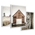 Zestaw obrazy w ramie 30x40 galeria - Rustykalny, tryptyk, klamka, kłódka, domek - rama biała