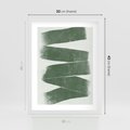 Plakat w ramie 30x40 - Zielone Refleksje - abstrakcja, zgaszony zielony kolor - rama biała