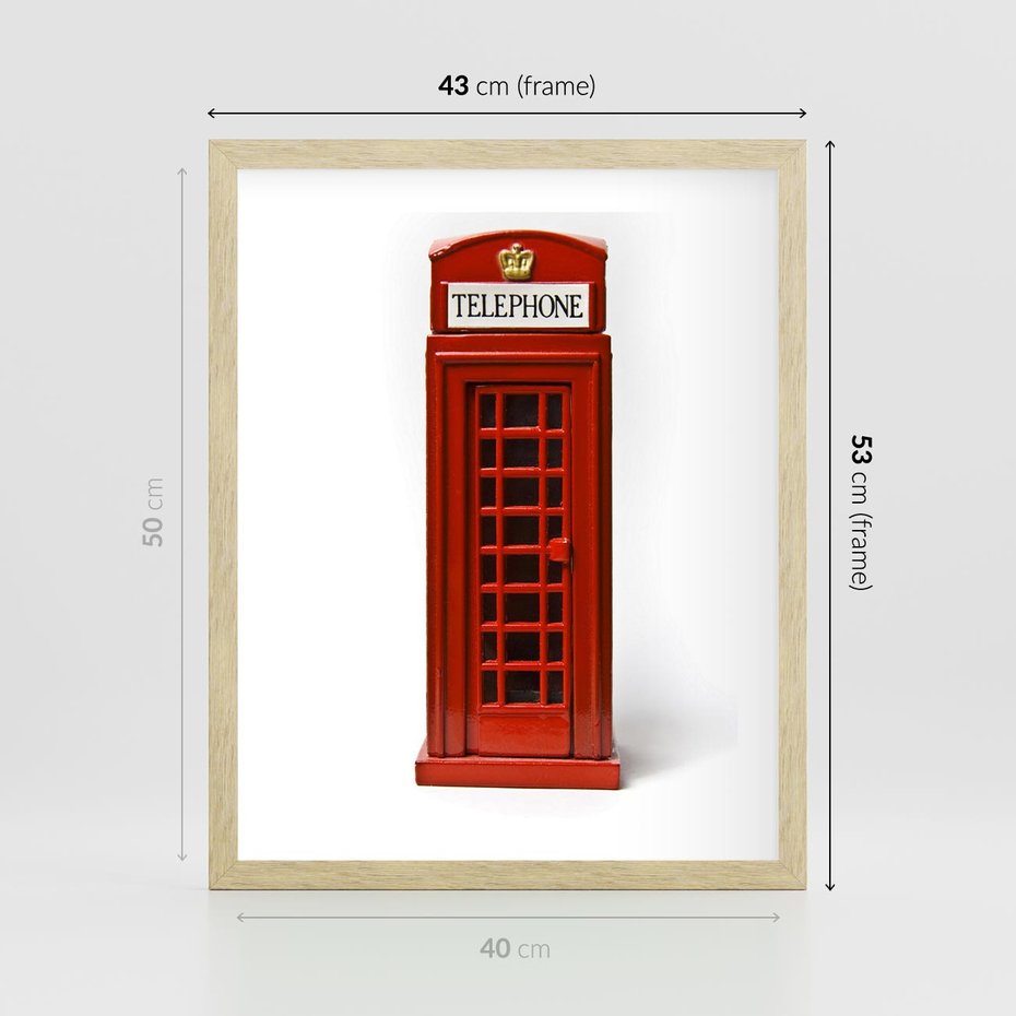Plakat w ramie 40x50 - Ikona Londynu - Londyn, budka - rama drewno