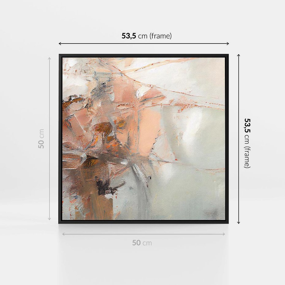 Obraz w ramie 50x50 - Taniec księżycowego pyłu - abstrakcja, tekstury farb - rama czarna