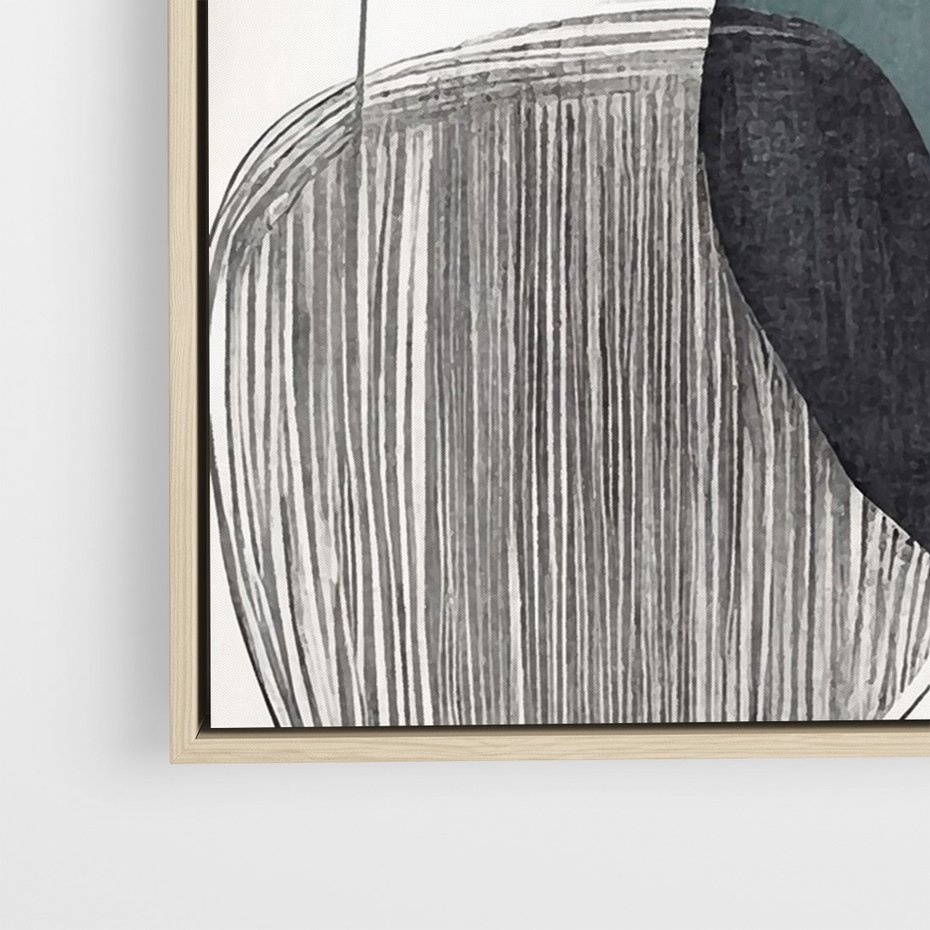 Obraz w ramie 50x70 - Przenikające Formy Duszy - abstrakcyjny obraz, geometryczne obłe formy - rama drewno