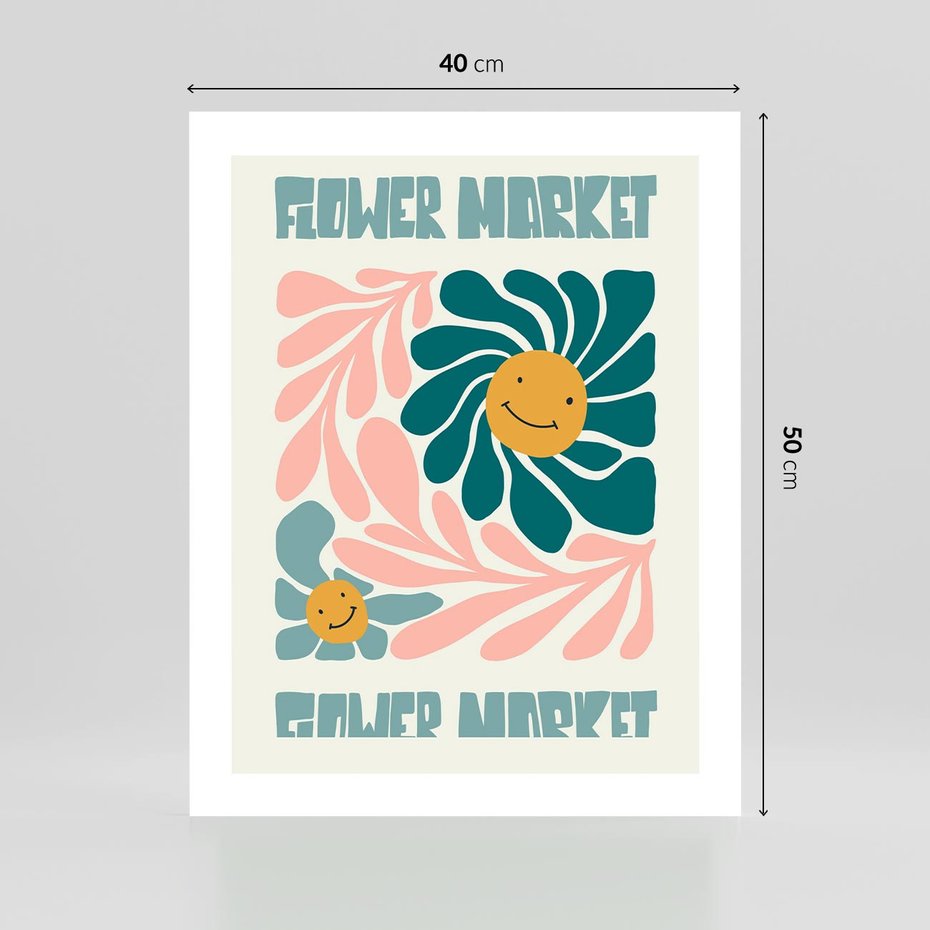 Plakat bez ramy 40x50 - Harmonia płatków kwiatów - kwiatowa retro kompozycja, pastelowe kolory