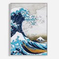 Obraz w ramie 80x120 - Wzburzone Morze - wielka fala w kaganawie, Hokusai - rama biała