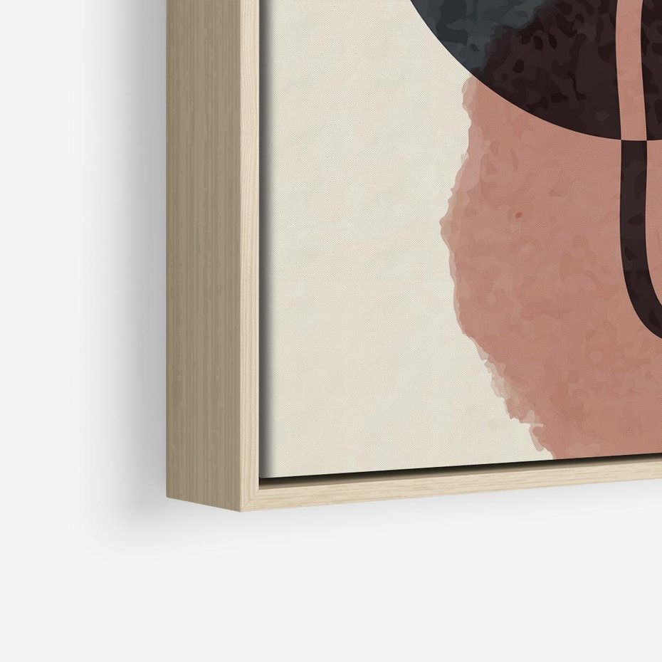 Obraz w ramie 50x50 - Abstrakcyjna Harmonia - abstrakcyjne nieregularne kształty, minimalistyczny plakat - rama drewno