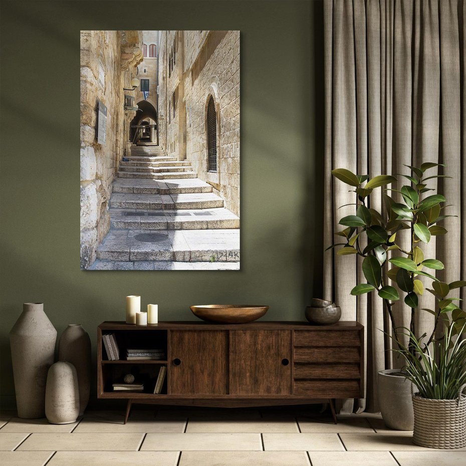 Obraz na płótnie 80x120 - Urok uliczki: perspektywa miasta - uliczka, perspektywa