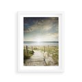 Plakat w ramie 30x40 - Błękitne morze na pomostach - morze, pomost - rama biała