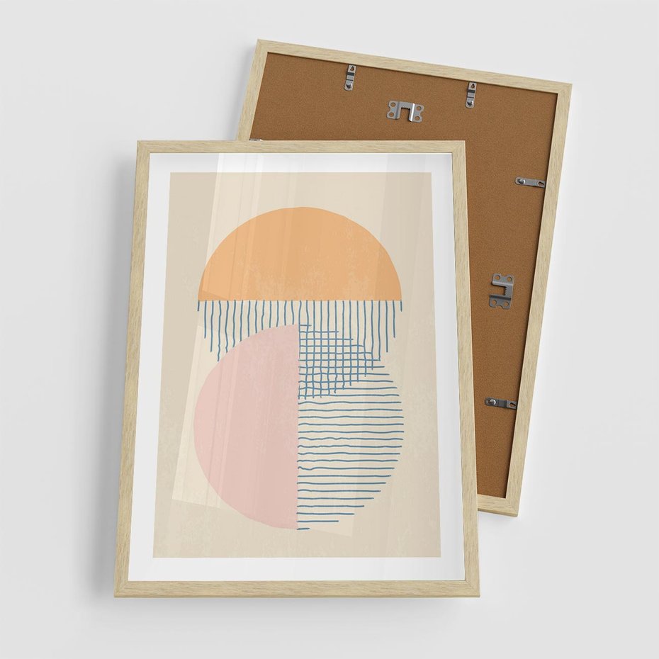 Plakat w ramie 50x70 - Migotliwe Wzory - geometryczne kształty, koła - rama drewno