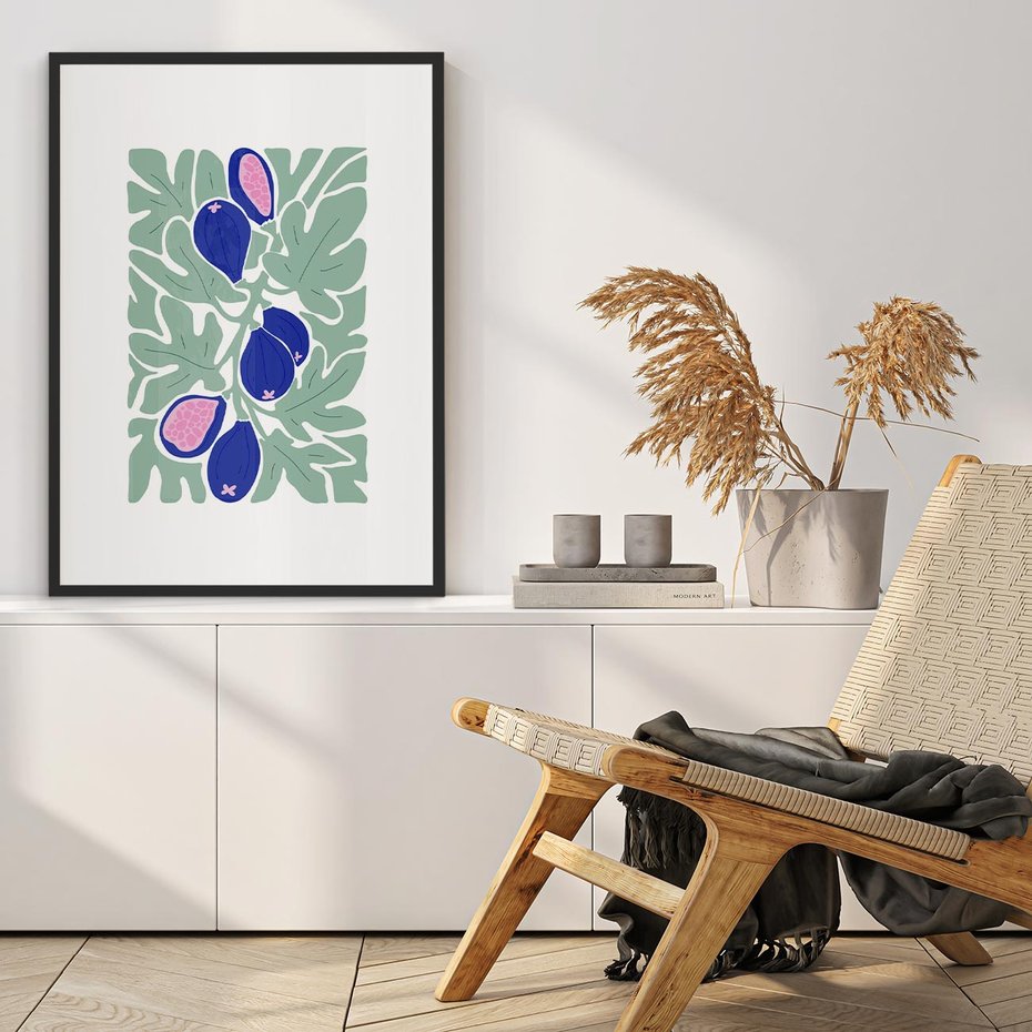 Plakat w ramie 30x40 - Figi Fioletu - figi, sztuka nowoczesna - rama czarna