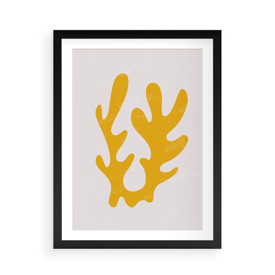 Plakat w ramie 50x70 - Abstrakcyjna Synergia - abstrakcyjna żółta forma, minimalizm - rama czarna