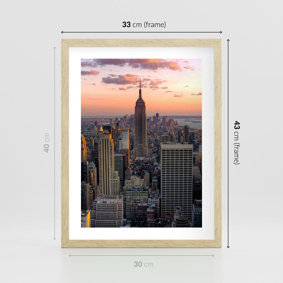 Plakat w ramie 30x40 - Nowojorskie Wieżowce - Nowy York, wieżowce - rama drewno