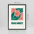 Plakat w ramie 50x70 - Retro Inspiracja - minimalistyczna kwiatowa kompozycja, pastelowe kolory - rama czarna