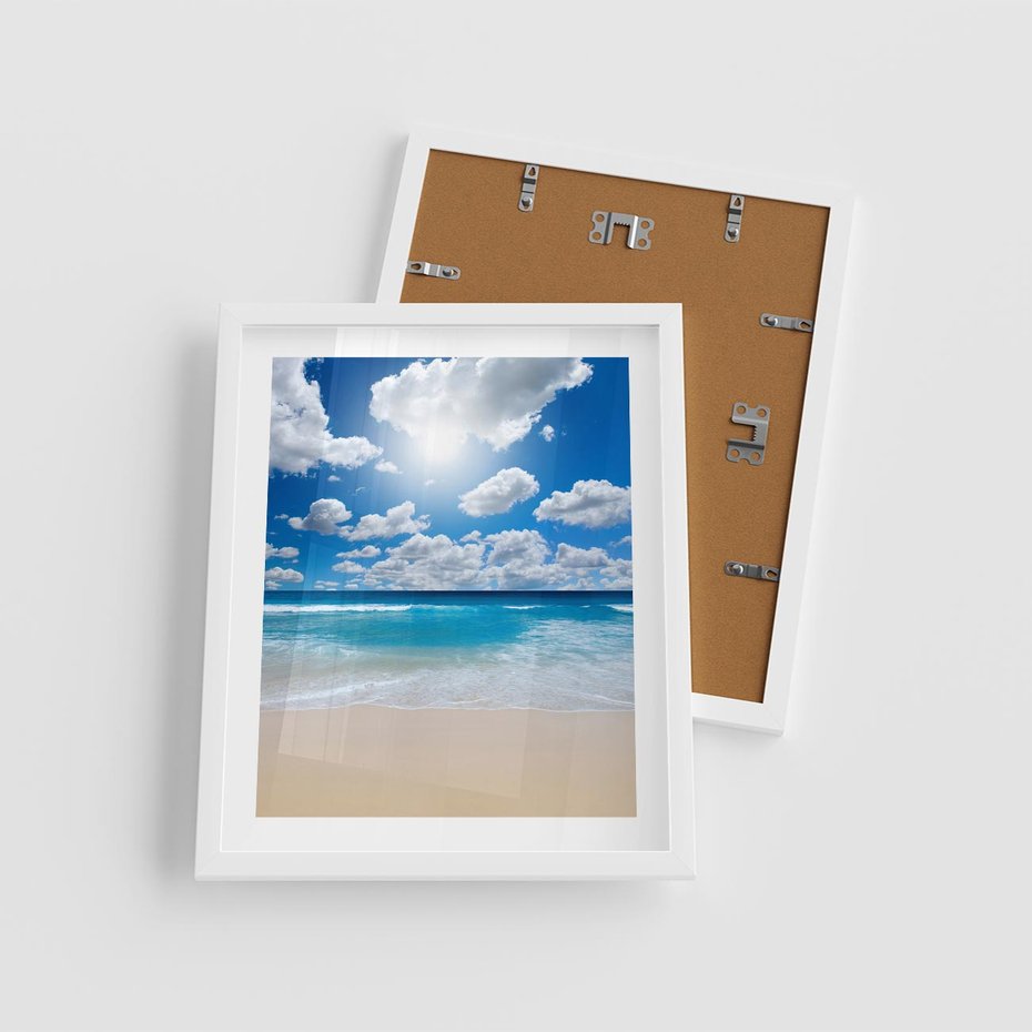 Plakat w ramie 40x50 - Wakacyjna plaża - plaża, wakacje - rama biała