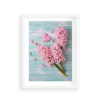 Plakat w ramie 30x40 - Hiacynty w Kwiatowej Kompozycji - hiacynty, kwiaty - rama biała
