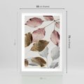 Plakat w ramie 50x70 - Pastelowe Liście z Nutką Złota - liście, pastelowe kolory - rama biała