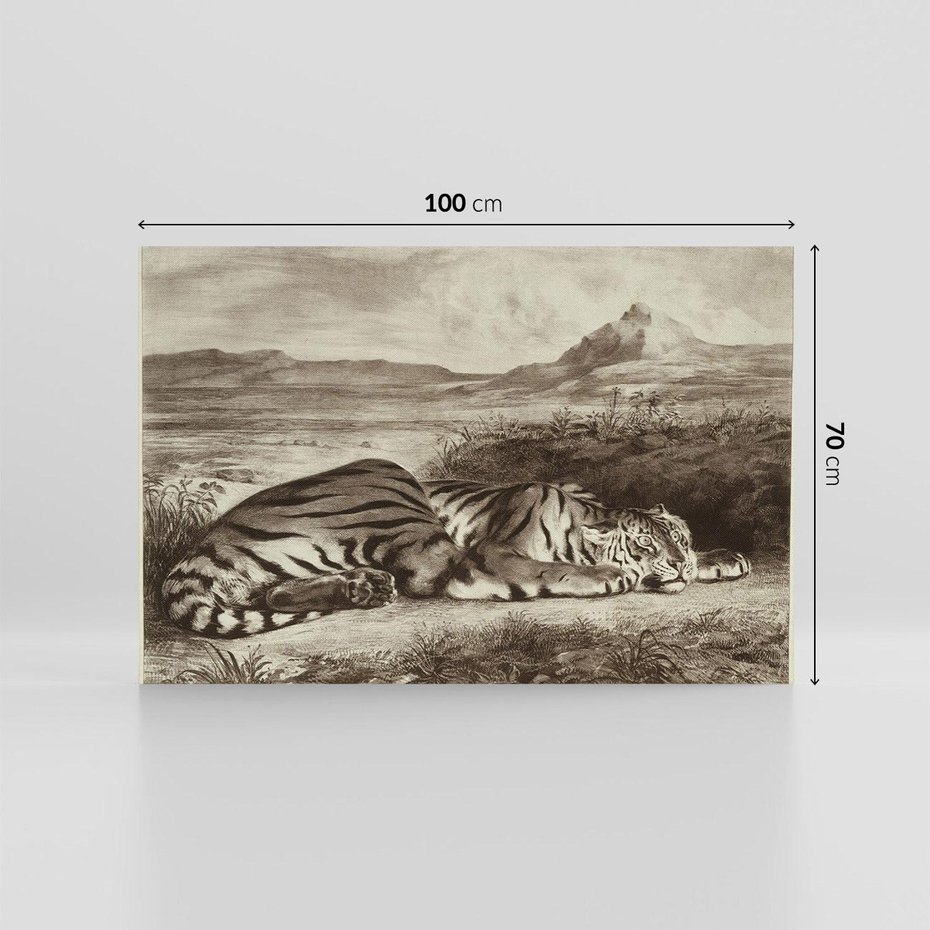 Obraz na płótnie 100x70 - "Królewski Tygrys" Eugène Delacroix - Reprodukcja - reprodukcja, obraz na płótnie