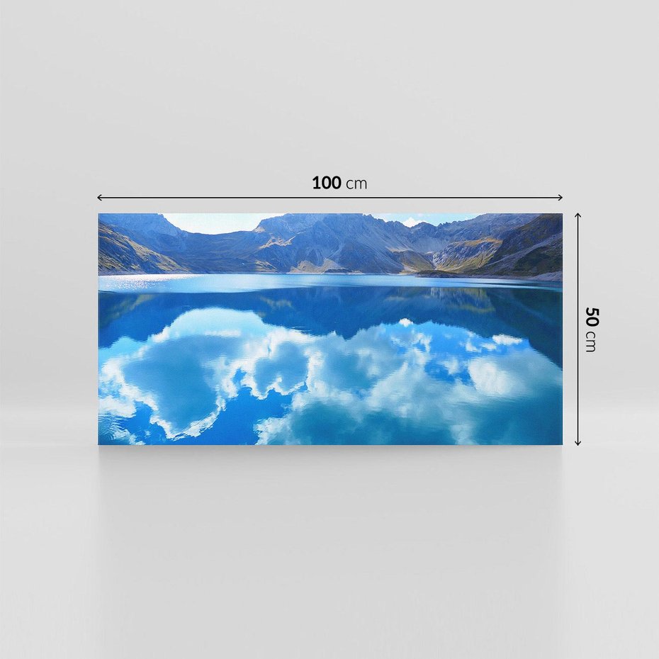 Obraz na płótnie 100x50 - Jezioro - Góry, chmury i niebo - jezioro, góry
