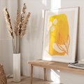 Plakat w ramie 30x40 - Kolorowe Marzenia - abstrakcyjna żółta plama, akwarela - rama drewno
